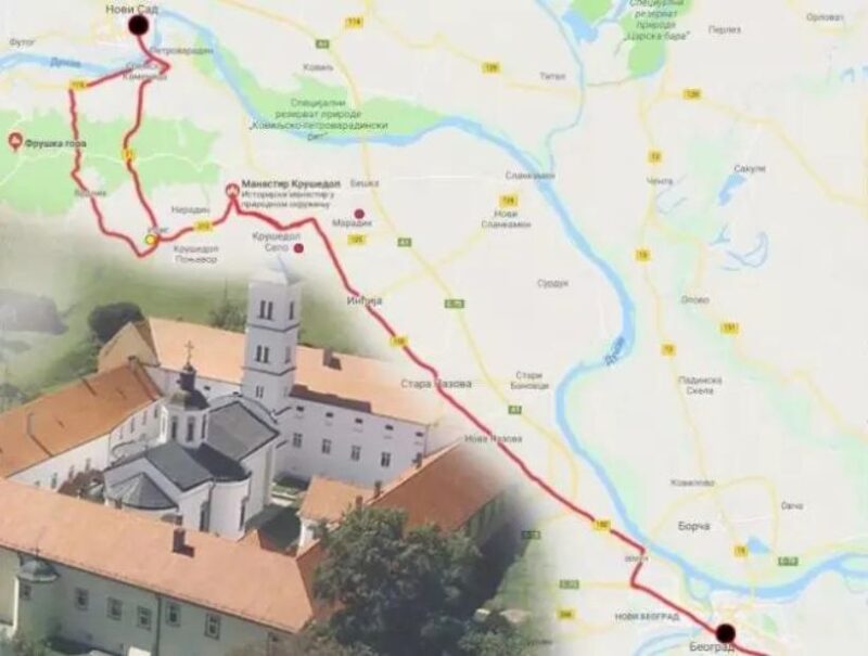 mapa do manastira Krušedol