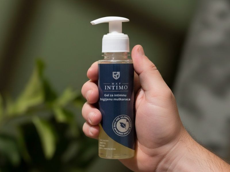 muškarac drži man intimo gel u ruci